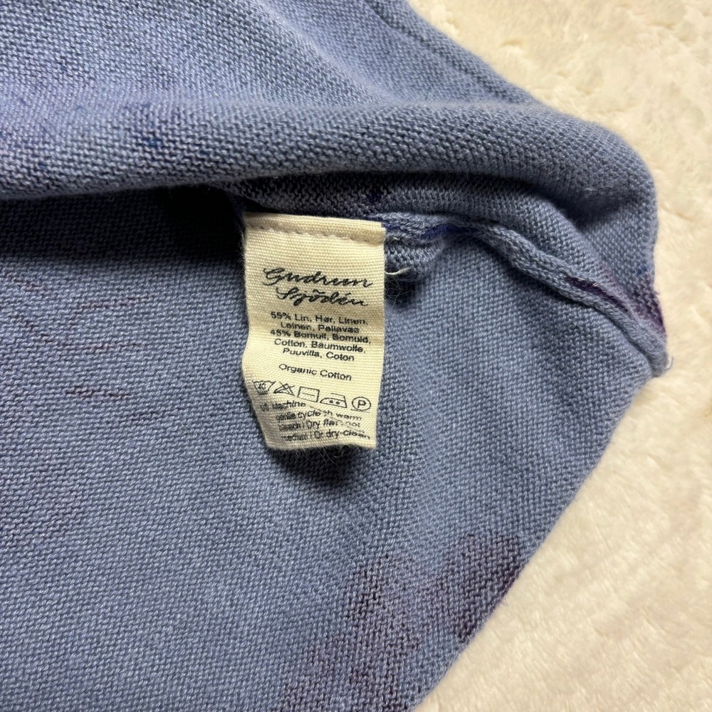 Gudrun Sjoden Floral Cardigan Sweater Size Small Blue Linen Cotton - Picture 12 of 12